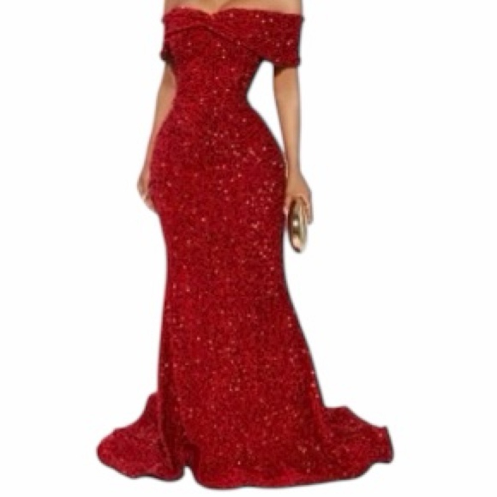 NWT Fashion Nova Elena Sequin Maxi Gown - Red size XL